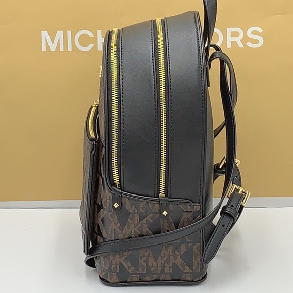 MICHAEL KORS ADINA MEDIUM BACKPACK BLACK /BROWN - Picture 14 of 16